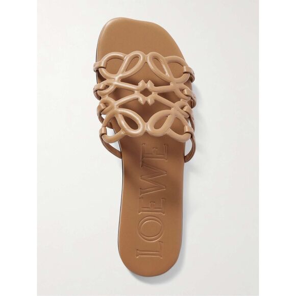 Loewe Shoes - LOEWE Petal Anagram leather slides in Tan EU 38/ US 8 $890